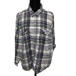 Sonoma Cotton Plaid Button Down Shirt. Soft Comfy